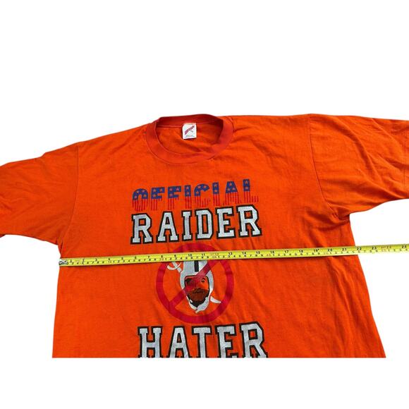 Vintage 80s 90s Official Raider Hater Mens XL Orange Single Stitch Shirt VTG - Picture 6 of 8